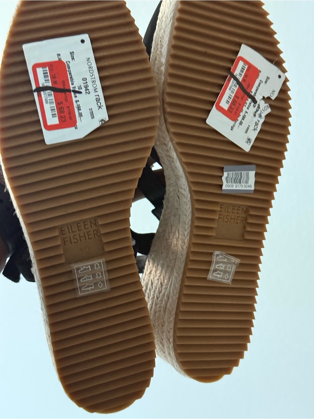 Eileen Fisher Nessa Black Espadrille Wedge Sandal Size 10 - Picture 6 of 11